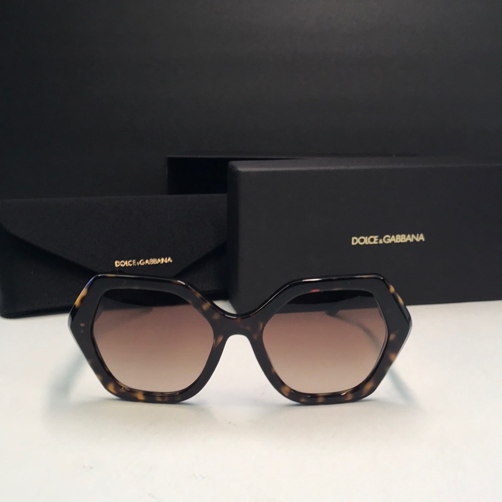 New Auth Dolce & Gabbana DG 4406 Havana Geometric Sunglasses - Picture 3 of 13